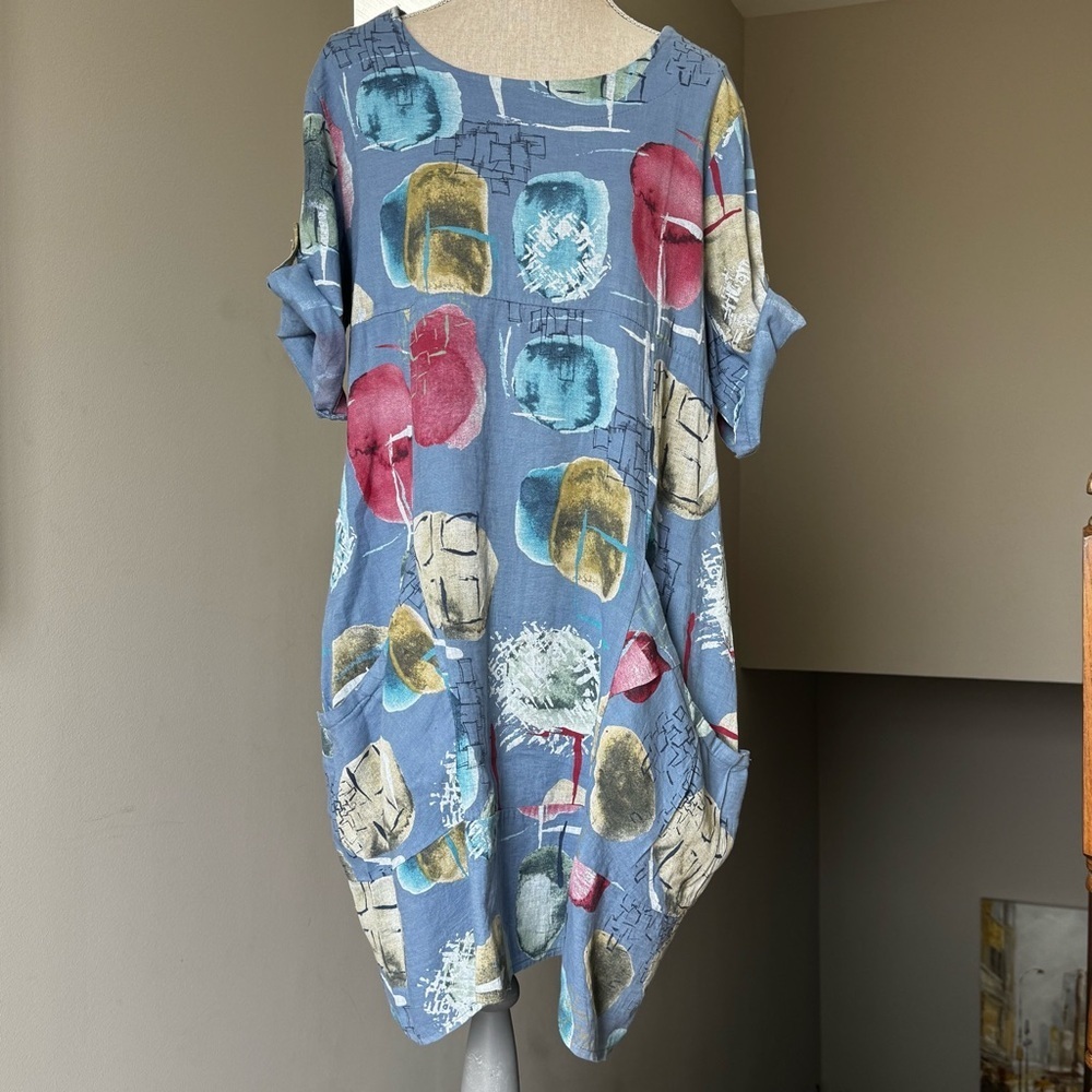 Cristina Vergani Women’s Abstract Linen-blend Dress - Size Large